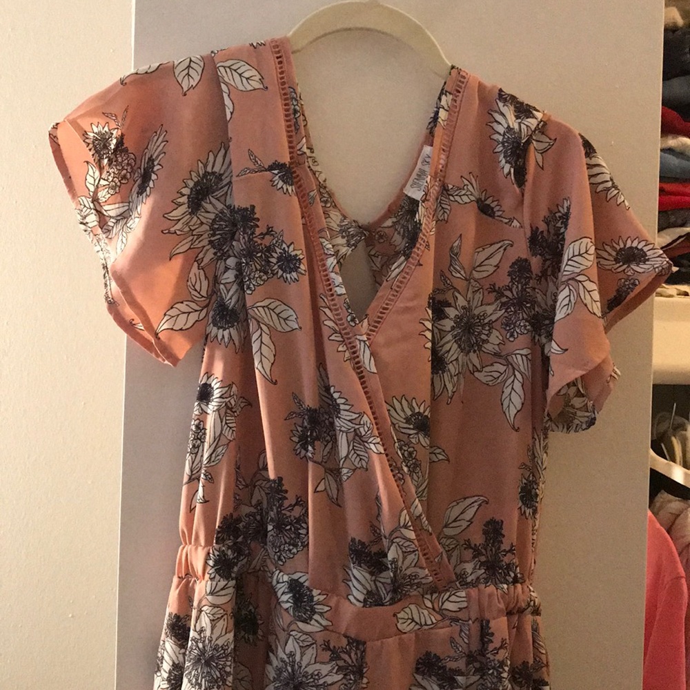 Flower patterned pink jumpsuit